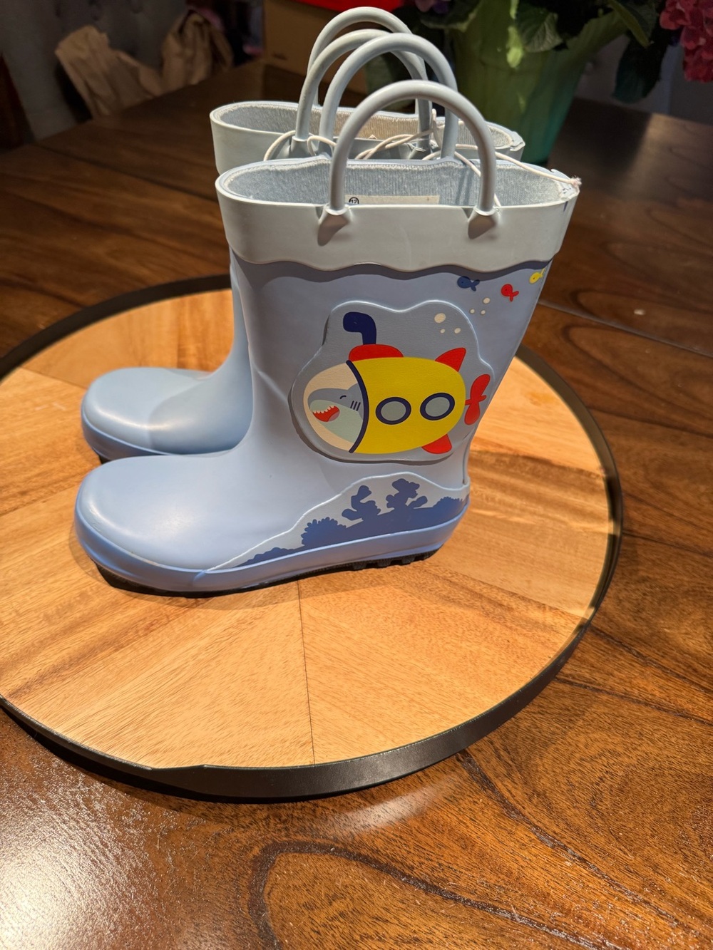 Kids Light Blue Submarine Rain Boots NWT